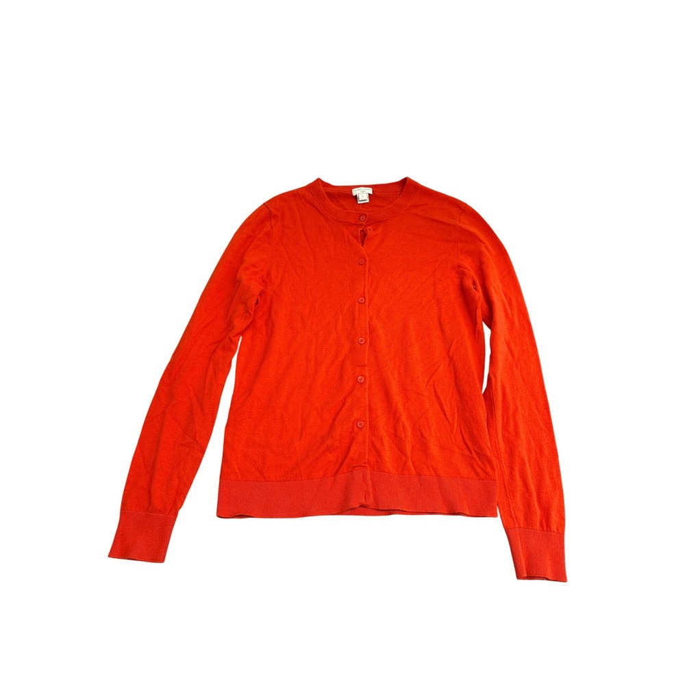 J.Crew The Caryn Cardigan Orange Cotton Button Front Sweater E5957 Small